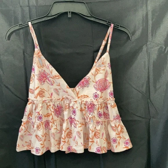 SO pink floral tiered cami boho top M XL or XXL jr - Picture 7 of 17